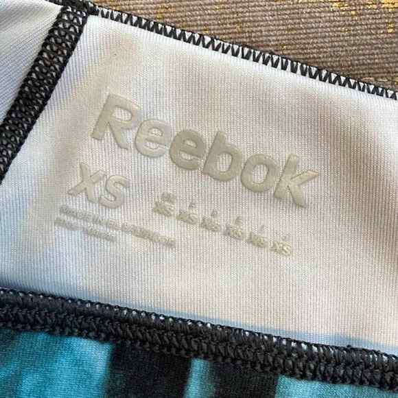 Reebok $100 XS Lot Set Gray Green Print Solid Mesh Cropped Leggings Active Pants - Picture 6 of 12